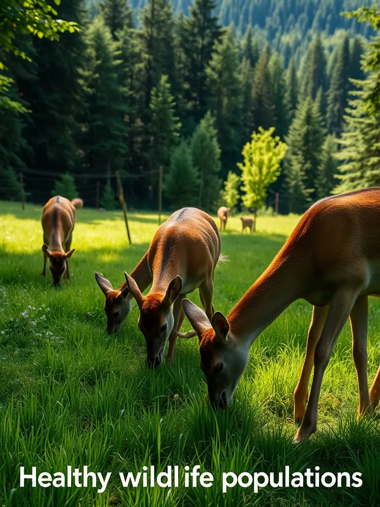 A balanced image showcasing various animal species coexisting harmoniously in their natural environment, symbolizing the organization's focus on species balance.